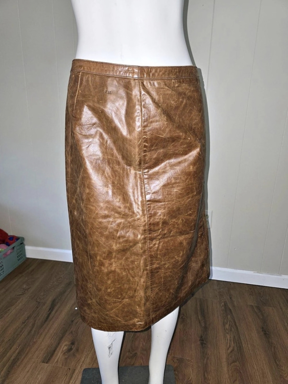 Tommy Hilfiger Leather Midi Skirt Brown Size 12 NWT